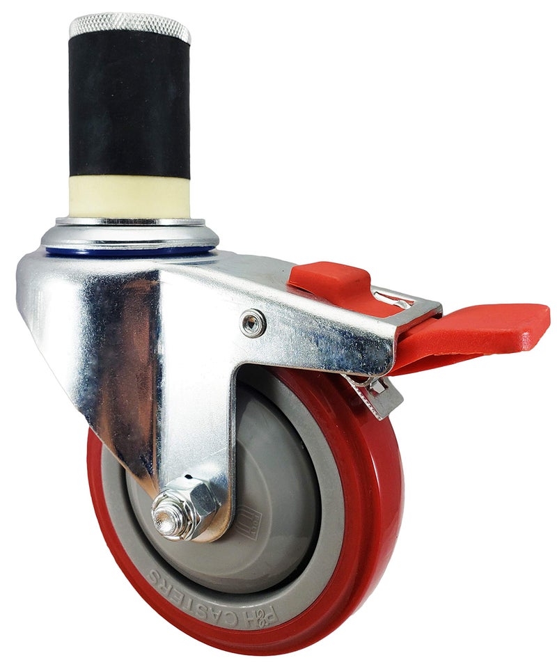 CasterHQ 4" NSF Certified Total Locking Caster Wheels (Set of 4) for Stainless Steel Kitchen Prep Tables â€“ Commercial Grade, Fits 1-1/2" ID Tubing, Durable and Safe for Commercial Kitchens - Image 4